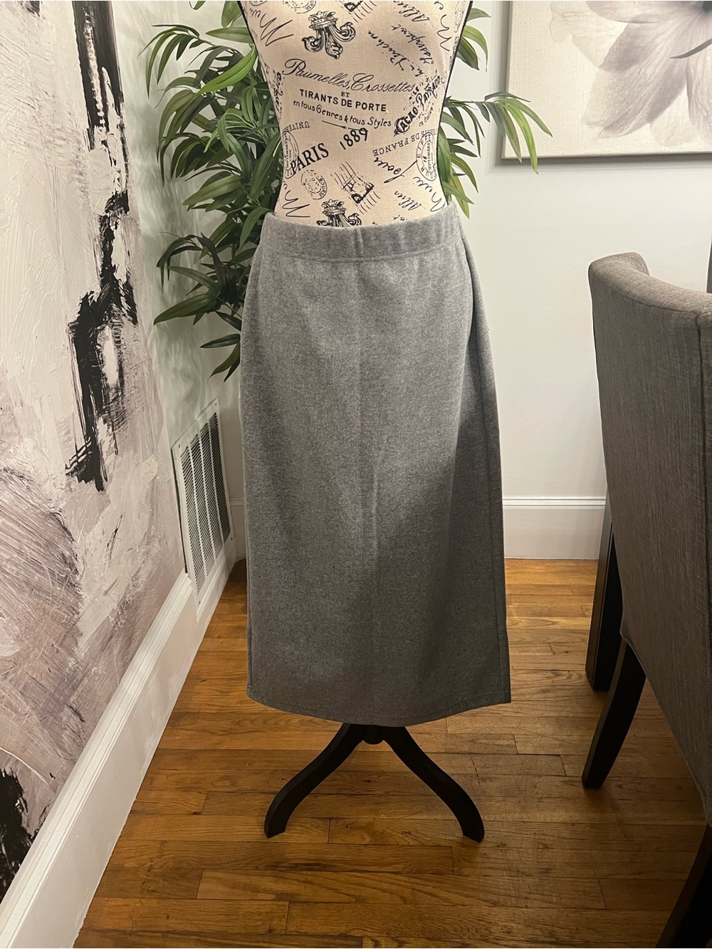 Mango Gray Midi Pencil Skirt